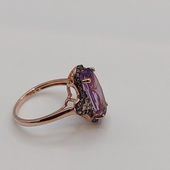 Vintage Rose Gold over Sterling 925 Amethyst Ring Hallmarked - Picture 7 of 8